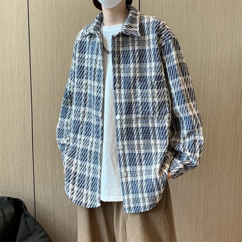春秋新款男士复古燕尾小香风编织衬衫网红夹克外套男JK567/P52,男装夹克,星座506