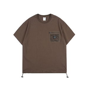 外27-2GANYOU日系240g胸前拉链纱网设计松紧下摆T恤TX38-P50,哀悼日服装搭配图片图片