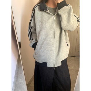 抖音得物高品质 美式高街重磅结构设计拼接织带立领卫衣外套 CM42图片