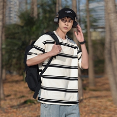 夏季新圆领条纹T恤衫男士半袖日系潮牌男装宽松短袖t恤TX170-P45，男装T恤，星座1109-1