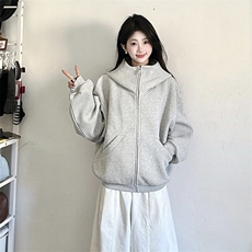 抖音得物高品质25秋冬美式高街宽松结构防风高领连帽卫衣外套W60，男装卫衣，电商A486-1