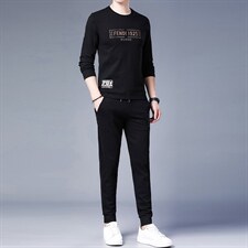中年男卫衣套装秋季长袖印花两件套男士商务休闲潮流运动套装，男装休闲套装，电商B212（原钱塘6029）