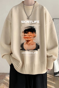 半高领毛衣男士大码针织衫男毛线衣男 M18213-P45 加绒款-P65图片
