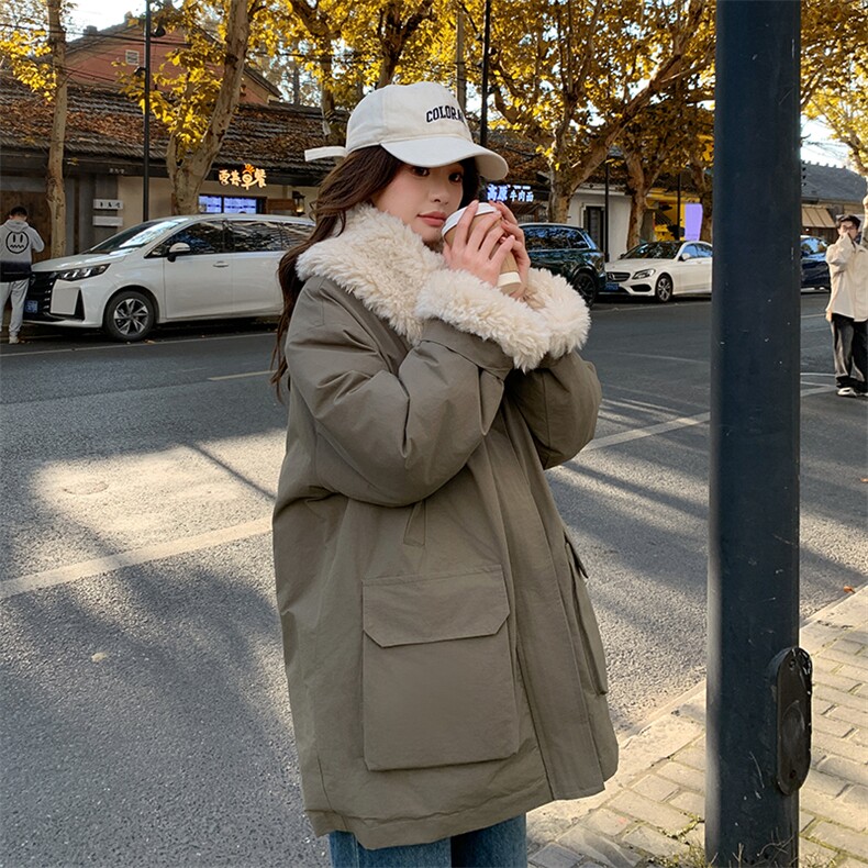 2024年冬季新款现货仿羊羔毛内里赵思露同款派克服，女装派克服，橙子家