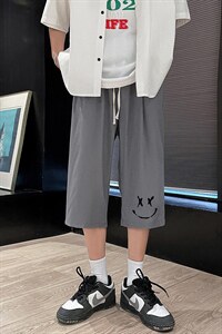 QK72190-P25冰丝七分裤男大码速干短裤男五分裤 港风图片