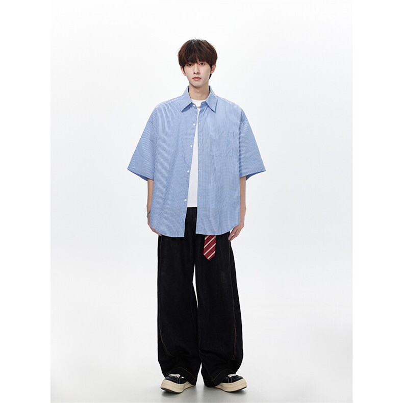 男生宽松条纹衬衫KD689-P45,男装衬衫,电商D312-1