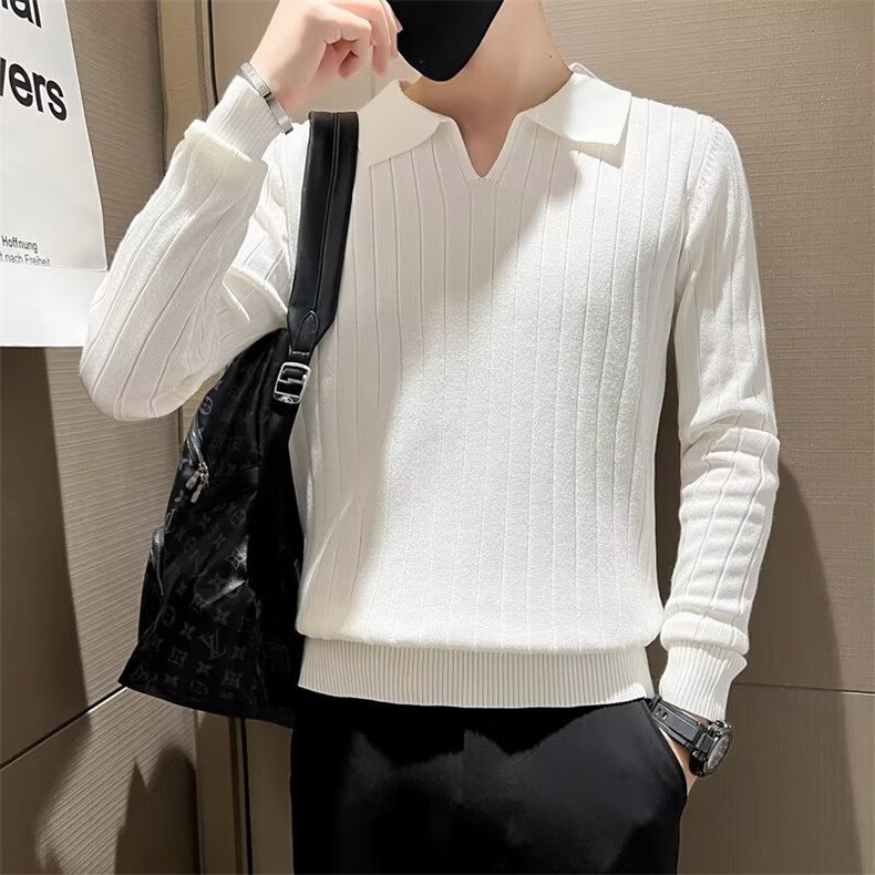 条纹针织衫男春秋时尚翻领polo毛衣打底衫高端帅气潮牌S522-P48,男装针织衫/毛衣,星座1109-3