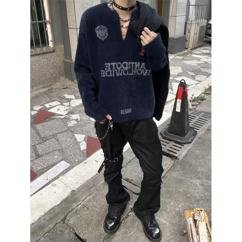 【有货】cleanfit马海毛v领毛衣高级感痞帅美式针织衫TQ01LL-P65,男装针织衫/毛衣,星座1007（原301D）