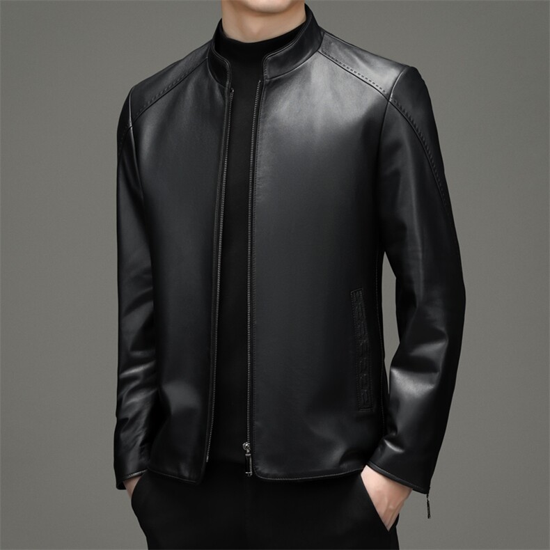 DLSN99169新款2021皮衣男头层绵羊皮夹克立领商务休闲男P880图片