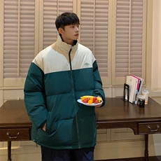 冬季新款宽松面包服美式复古立领棉服男撞色棉衣外套MY9060-P100，男装棉衣，电商A128
