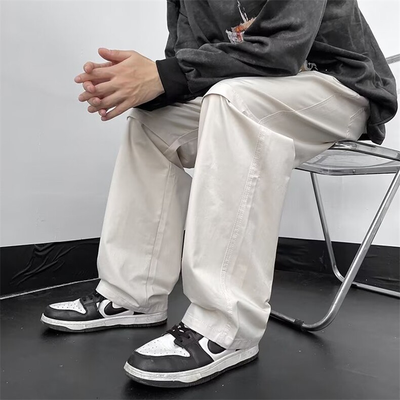 黑色男士休闲裤秋款直筒裤子男生铆钉拼接设计休闲裤SE63P38,男装休闲裤,星座1116-2