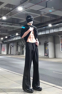 现货 春夏马吉拉垂坠感西裤高级感冰丝微喇休闲西装裤男KK455-P50图片