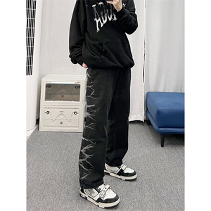 欧美hiphop直筒牛仔裤美式复古阔腿裤垂坠感xz310a-4-nz15-P55图片