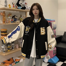 棒球服重工刺绣外套上衣女毛巾绣花真皮袖夹克C362-95，男装夹克，星座911-2(原星座613-2）
