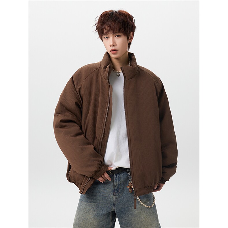 MFDD012-P80冬季日系竖条纹美拉德棉衣男宽松保暖棉服外套,男装棉衣,星座712A-1