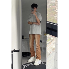 B221美式ins高街小众百搭纯色微喇牛仔裤LK22087-P55控78，男装牛仔裤，电商B221