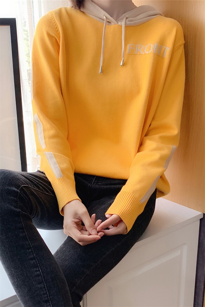 时尚女士秋冬简约带字母帽衫卫衣舒适保暖显瘦百搭,女装卫衣/绒衫,洁纯羊绒