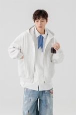 特批P65无差价cleanfit解构480g重磅痞帅高街连帽卫衣外套男W5408，女装短外套，电商A001-1