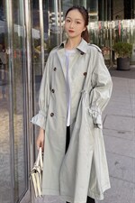 2021春装新款时尚气质减龄宽松中长款风衣外套，女装风衣，深水步