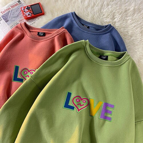 21秋季新品港风宽松大码款十色圆领男女卫衣 WY108 P40 控58图片