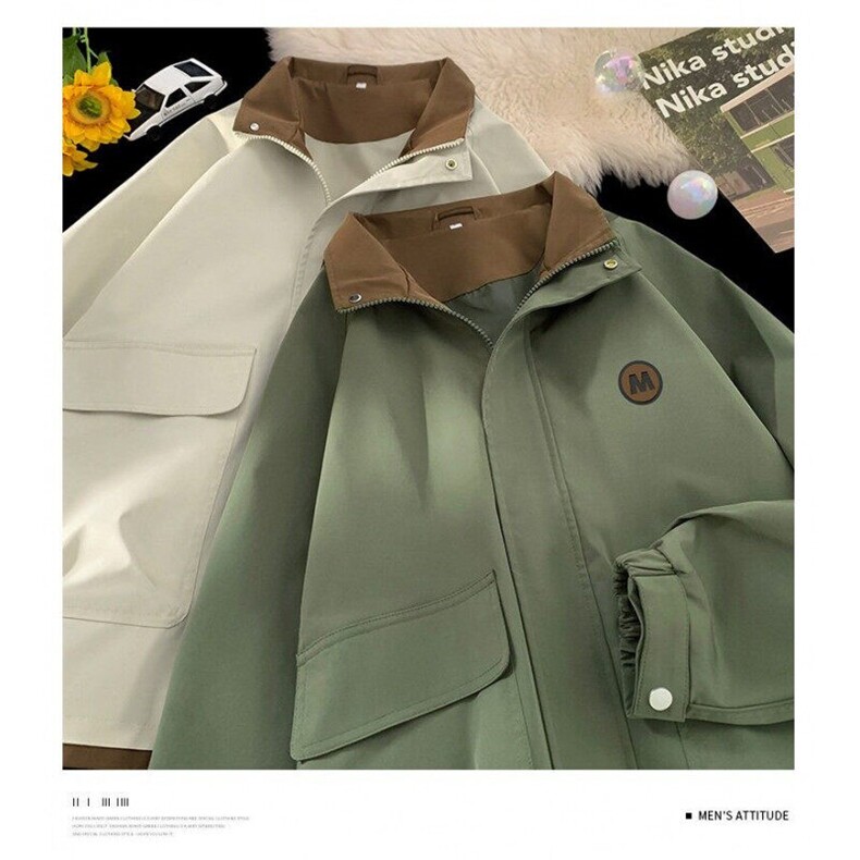 W9837-P53网图现货新款夹克立领外套潮流百搭工装上衣,男装夹克,星座1608-2