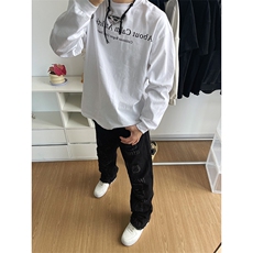 B221美式ins高街小众假破洞修身微喇牛仔裤LK22065-P65控88，男装牛仔裤，电商B221