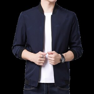2022夹克男士新款休闲棒球服男装秋季上衣中年薄款外套商务男装图片
