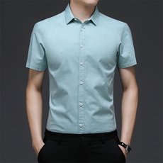 2023新款衬衫男短袖衣服夏季免烫男装冰丝休闲男士衬衣修身半袖寸，男装衬衫，电商B212（原钱塘6029）