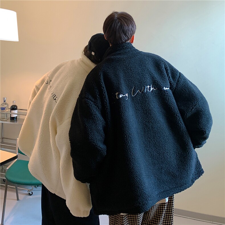 2022情侣装冬装新款小熊绣花羊羔毛外套加厚潮D180P108女类,女装短外套,电商A335-1（原A458）