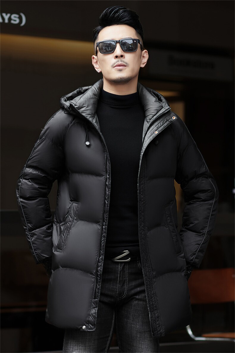 ZMS-M913新款冬季男士白鸭绒羽绒服中长款连帽保暖外套修身大衣,男装羽绒服,电商B360