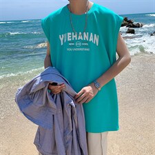 抖音供货、180克现货全棉印花背心宽松无袖T恤D223A-BX2203-P20,男装背心/马甲,电商019-1