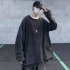 秋季水洗做旧圆领打底衫卫衣潮流牌高街ins宽松t恤男T1351-P40，男装卫衣，星座512-2