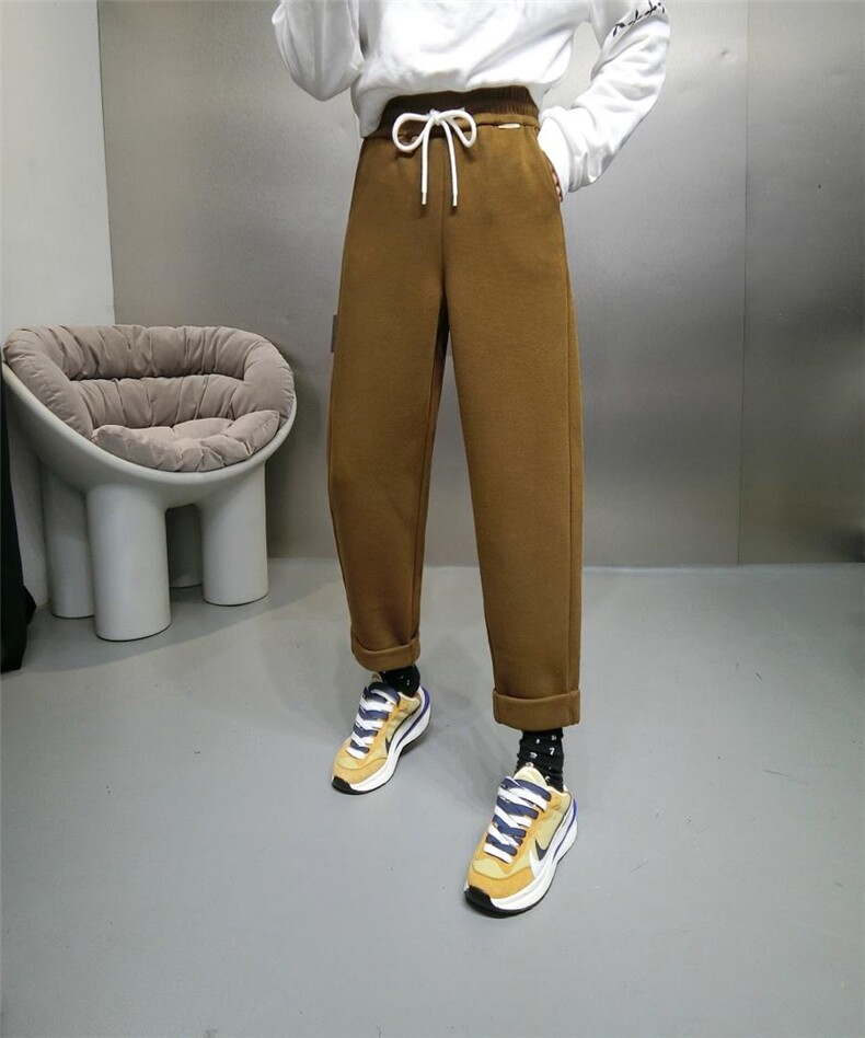 加绒针织休闲裤，女装休闲裤，欧夏丽