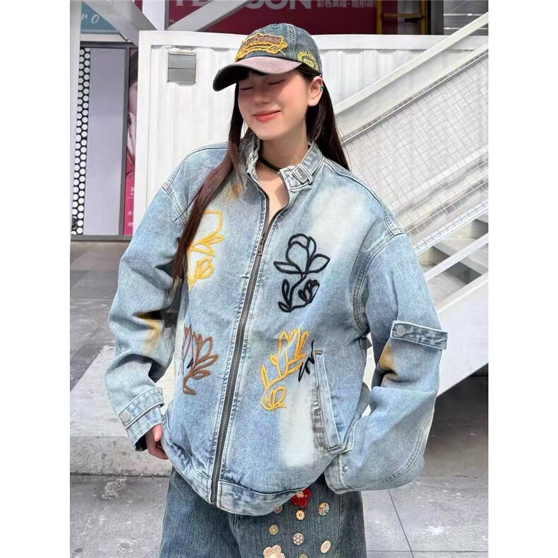 网图J71P60拉链牛仔夹克S-3XL蓝色黑色,男装夹克,星座506A