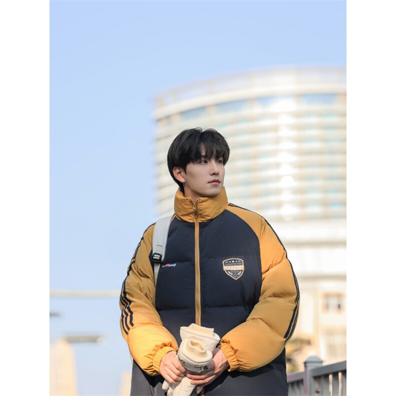 美式撞色侧条纹棉衣男秋冬季宽松潮牌加厚情侣棉服外套P108X178，男装棉衣，星座803