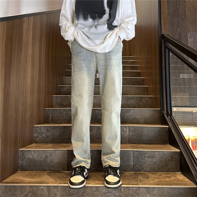 k1034-p45-控68S-5XL高品质微喇微弹大码现货浅灰牛仔裤印花,男装牛仔裤,星座116