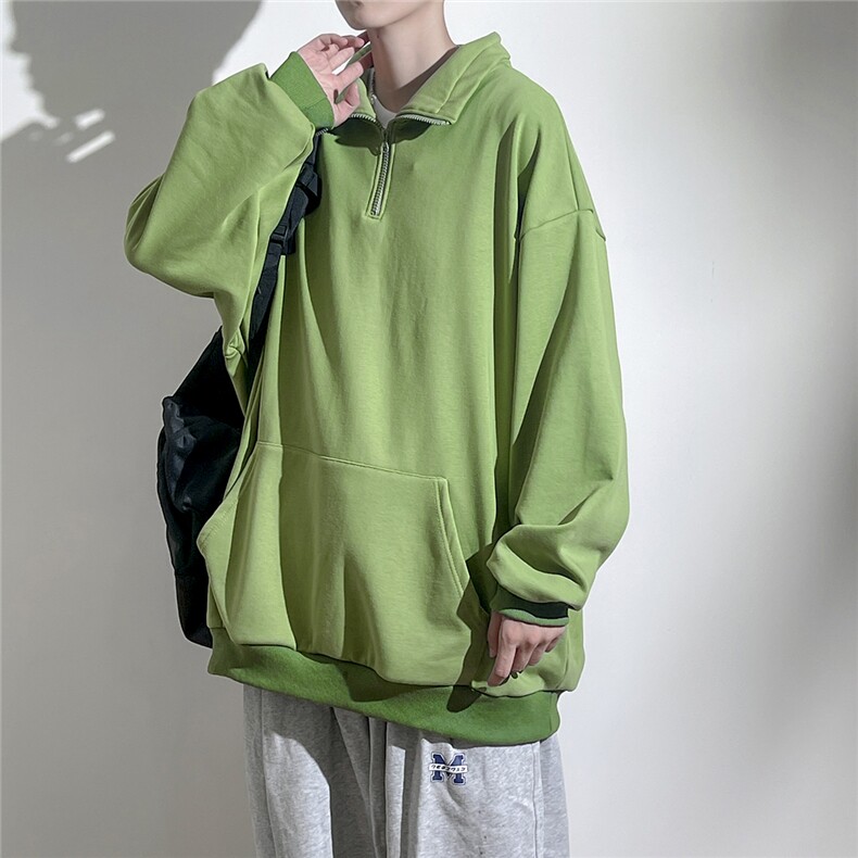 1360克重磅半拉链POLO衫50%棉50%涤纶大码M-5XL卫衣男WY77077P65,男装Polo衫,星座226-2