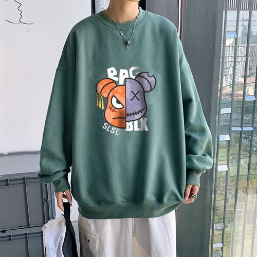 ！大码长袖t恤男印花加绒加厚圆领卫衣男WY294-P28加绒款-P33图片