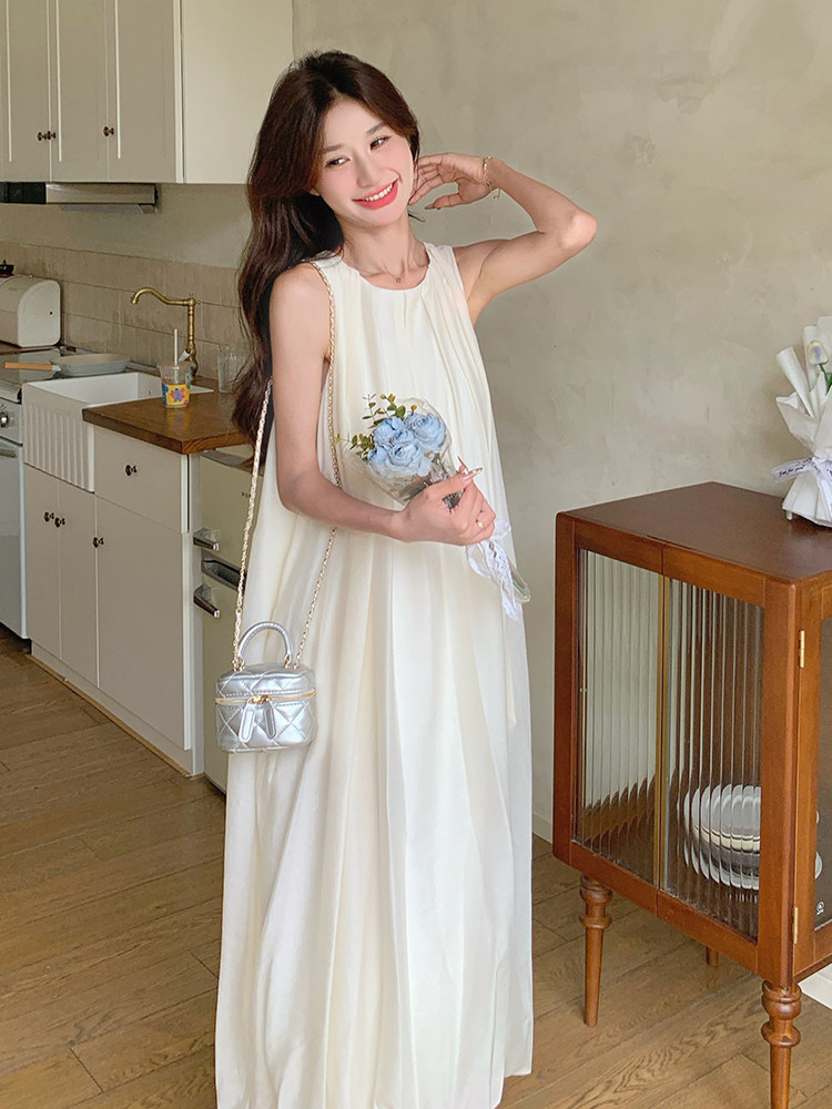 2025年夏季文艺复古无袖裙花苞裙,女装连衣裙,诺蝶