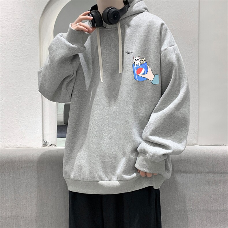 WY2262-P35加绒款-P40纯棉连帽卫衣男大码运动帽衫宽松薄外套男,男装卫衣,电商A040