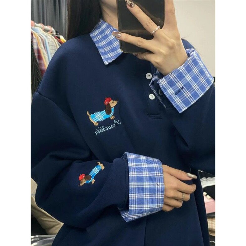 POLO学院风340克足磅华棉复合全刺绣格子拼接WB651,男装卫衣,星座1116A（原606A-3）