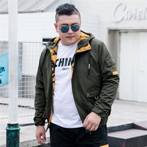 L-9XL男连帽夹克衫 加肥加大码春秋工装外套 5032-1-8810P75图片