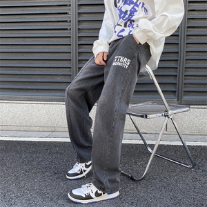 牛仔裤男款美式oversize冬季阔腿裤高街ins潮牌宽松N0566-P40图片