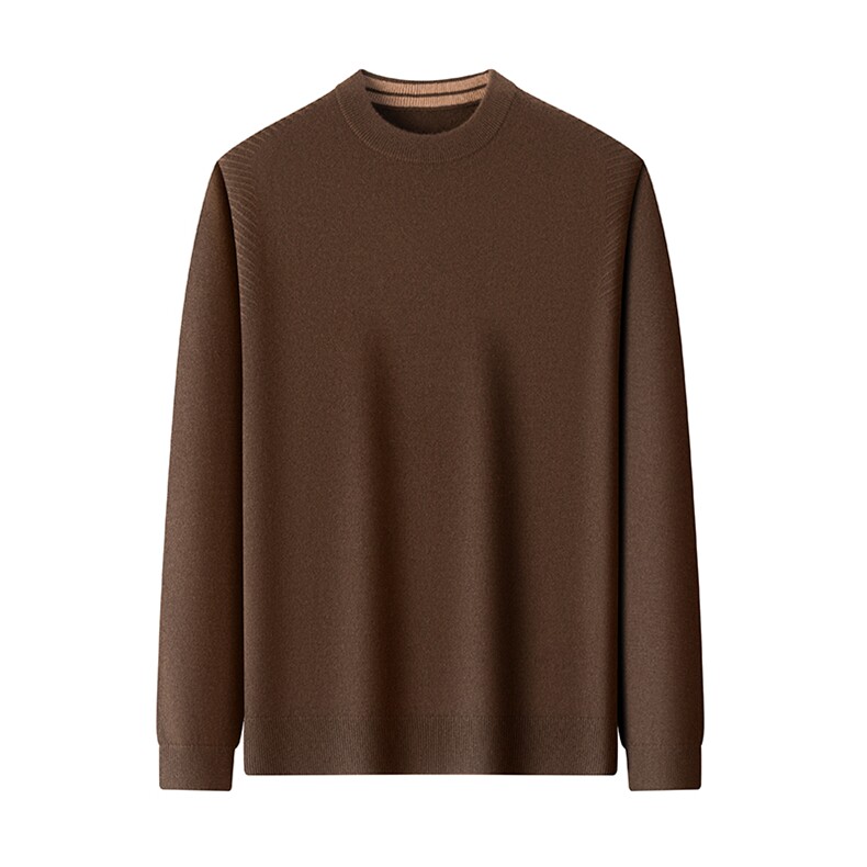 2025秋冬百搭时尚简约半高圆领长袖针织羊绒衫，男装羊绒套衫，美创羊绒