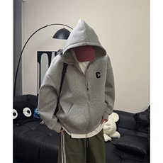 抖音得物高品质350克秋冬双头双拉链卫衣开衫外套AW7404，女装短外套，电商A443