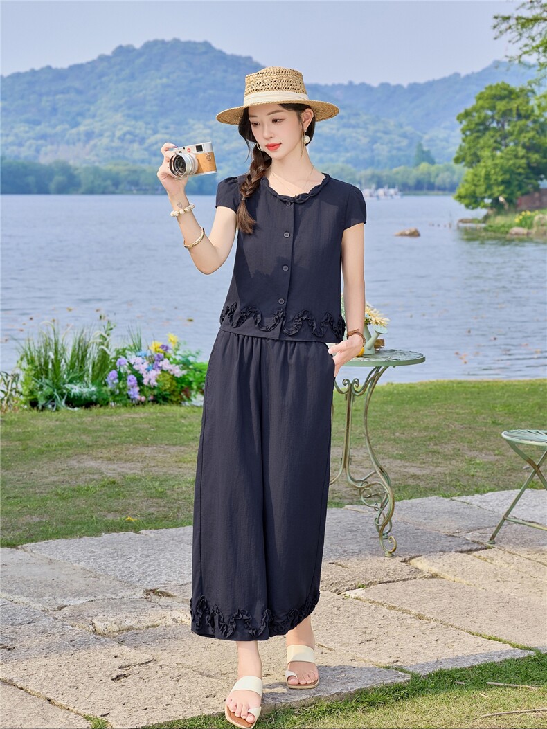 时尚休闲九分裤两件套女夏季,女装套装/套裙,素月