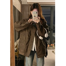 2025春季新款女模内景大码美式高街皮夹克M-5XHJ25008-特P80，男装夹克，电商A022