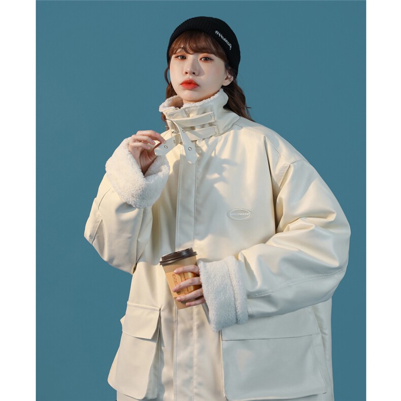 MY207-P138PU皮棉衣加厚羊羔毛内里黑色白线撞色设计街头控158，男装棉衣，星座1408-1