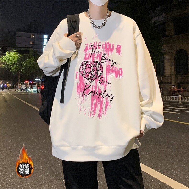 WY1432025秋冬华棉加绒420g小落肩圆领卫衣,男装卫衣,星座1108