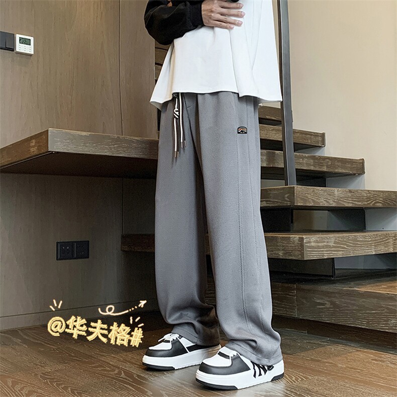 华夫格休闲运动长裤时尚抗皱百搭抽绳束脚裤 K935-特批32图片